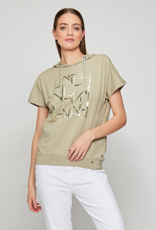 T-shirt damski z kapturem - Monnari