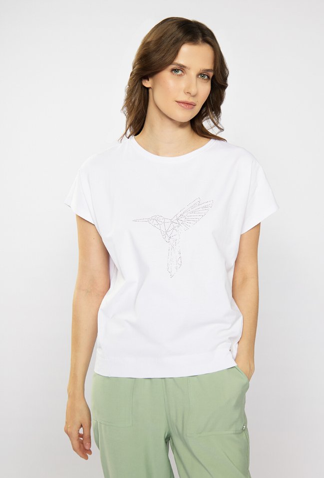 T-shirt z cekinowym wzorem - Monnari