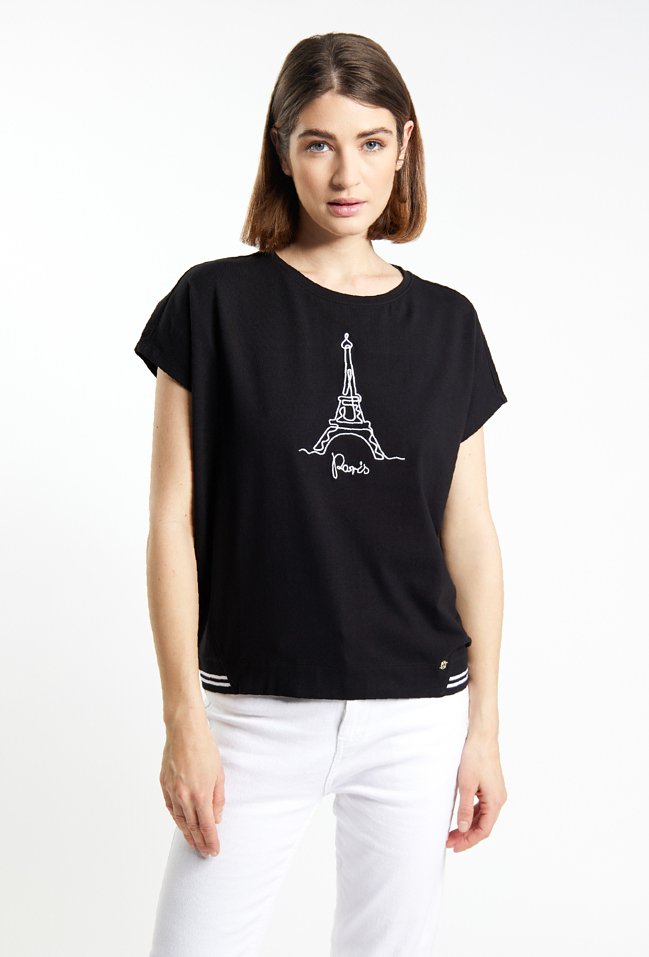 T-shirt damski z nadrukiem Paris - Monnari