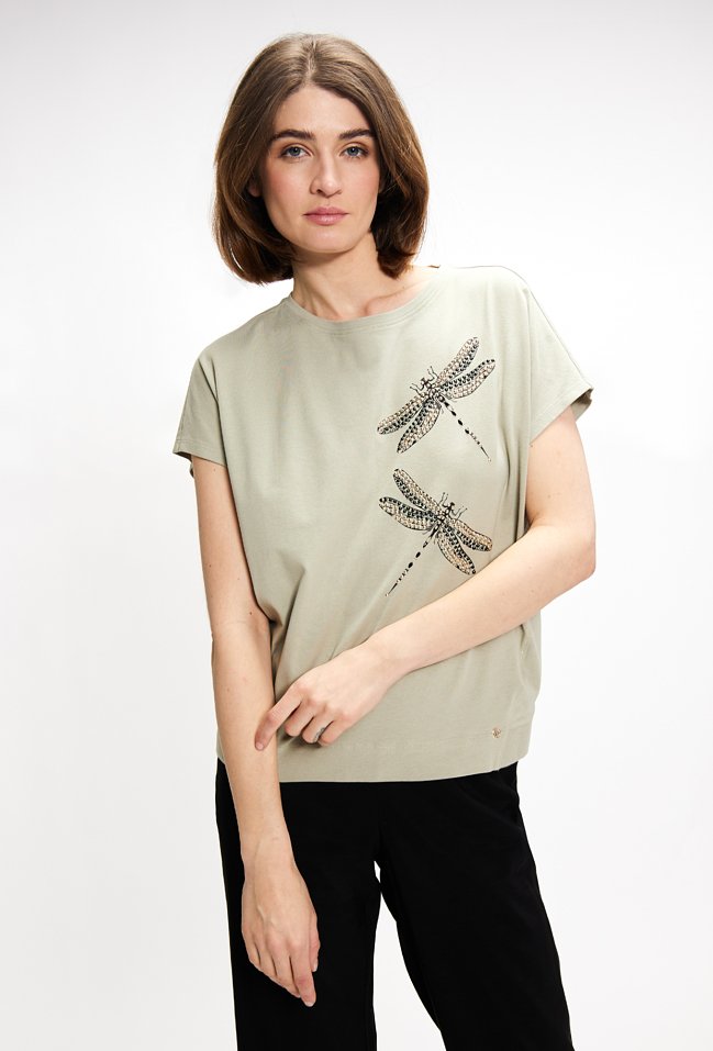 T-shirt z cekinowym wzorem - Monnari