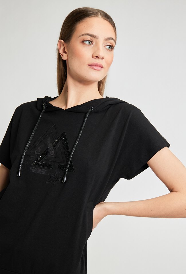 T-shirt damski z cekinowym wzorem - Monnari