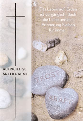 Perleberg Karta kondolencyjna – kolekcja Basic Classic – kartki kondolencyjne z kopertą – urocze kartki z podziękowaniem – wysokiej jakości kartki z życzeniami żałobnymi – 11,6 x 16,6 cm