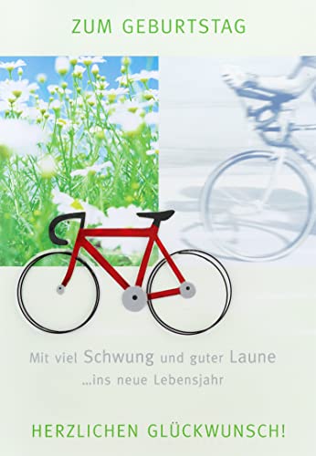 Perleberg Wysokiej jakości kartka urodzinowa z kolekcji Lifestyle Collection z motywem roweru – kartka urodzinowa z kopertą – kartki urodzinowe w jakości premium 11,6 x 16,6 cm