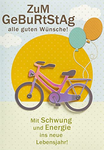 Perleberg Wysokiej jakości kartka urodzinowa z kolekcji Lifestyle Collection z motywem roweru – zamaszająca kartka urodzinowa z kopertą – kartki urodzinowe w jakości premium 11,6 x 16,6 cm