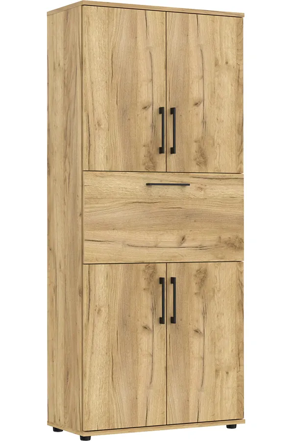 Klasyczny regał biurowy z drzwiczkami i barkiem dąb craft L5-S02