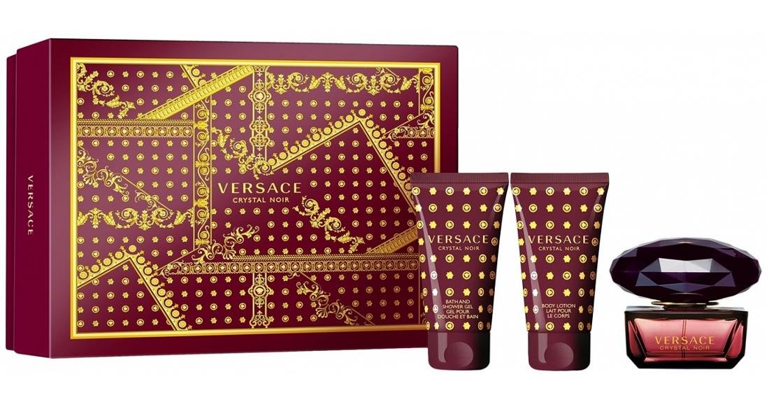 Versace Crystal Noir Zestaw woda toaletowa spray 50 ml balsam do ciała 50 ml żel pod prysznic 50 ml LETNIA WYPRZEDAŻ DO 80%