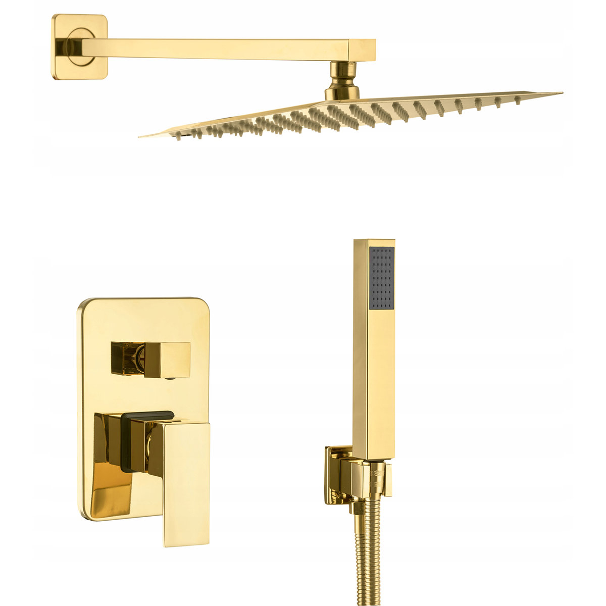 Bateria Prysznicowa Podtynkowa Deszczownica Złota