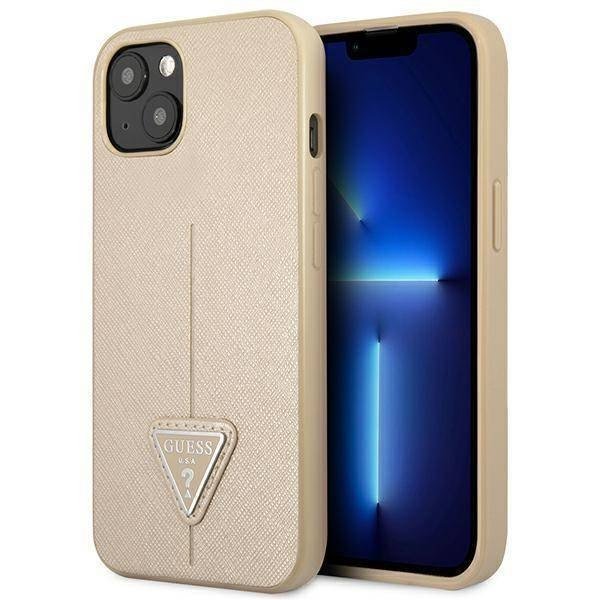 Guess GUHCP14SPSATLE iPhone 14 6,1` beżowy/beige hardcase SaffianoTriangle Logo