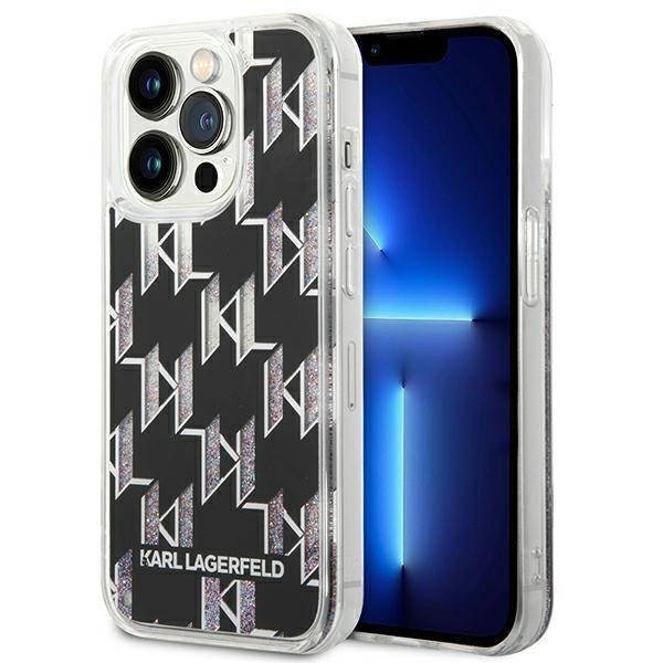Etui Karl Lagerfeld Monogram Liquid Glitter na Apple iPhone 14 Pro (KLHCP14LLMNMK) Czarny
