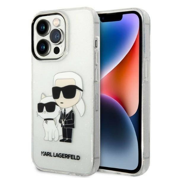 Karl Lagerfeld Obudowa dla telefonów komórkowych IML Glitter Karl and Choupette NFT na Apple iPhone 14 Pro KLHCP14LHNKCTGT przezroczysty