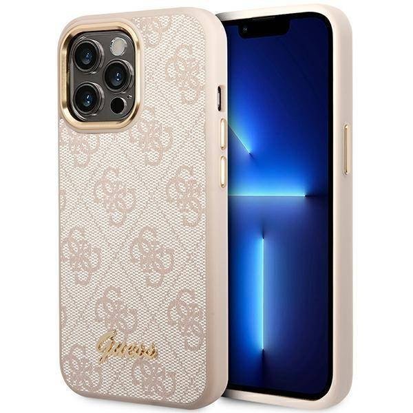 Guess GUHCP14LHG4SHP iPhone 14 Pro 6,1` różowy/pink hard case 4G Vintage Gold Logo