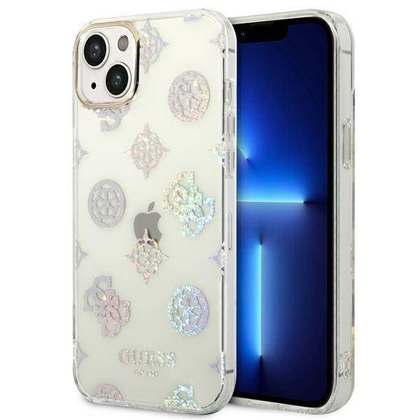Guess GUHCP14MHTPPTH iPhone 14 Plus 6,7` przezroczysty/transparent hard case Peony Glitter