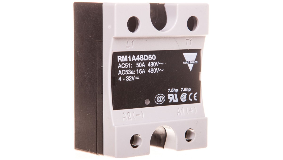 CARLO GAVAZZI Przekaźnik półprzewodnikowy jednofazowy 42-530V AC 50A 4-32V DC RM1A48D50 RM1A48D50