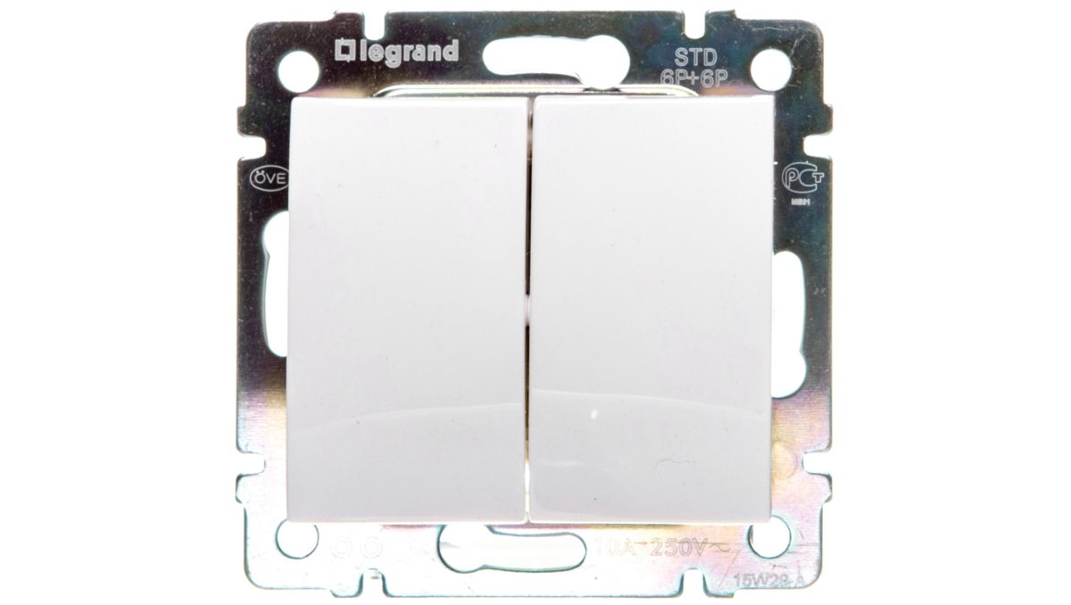 Legrand Valena - Przycisk przełączny podwójny biały 10 A 774218