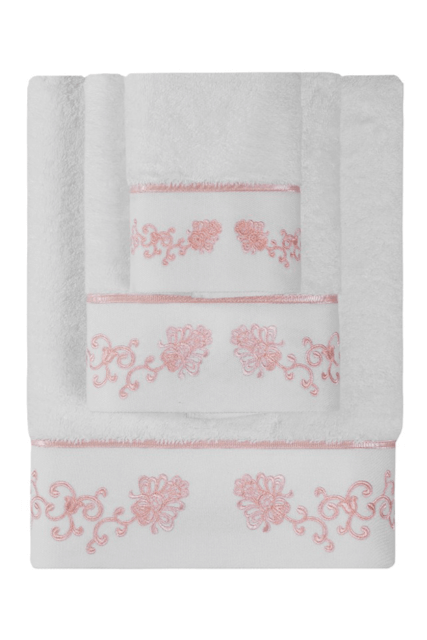 Ręcznik 50x100 DIARA cm Biały / różowy haft