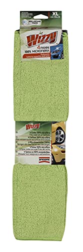 AREXONS Wizzy, 4 ściereczki 100% Mikrofibra, Zestaw do czyszczenia samochodów, Idealny zestaw do czyszczenia wszystkich powierzchni samochodu, nadaje się na sucho i na mokro, Eliminacja brudu i kurzu