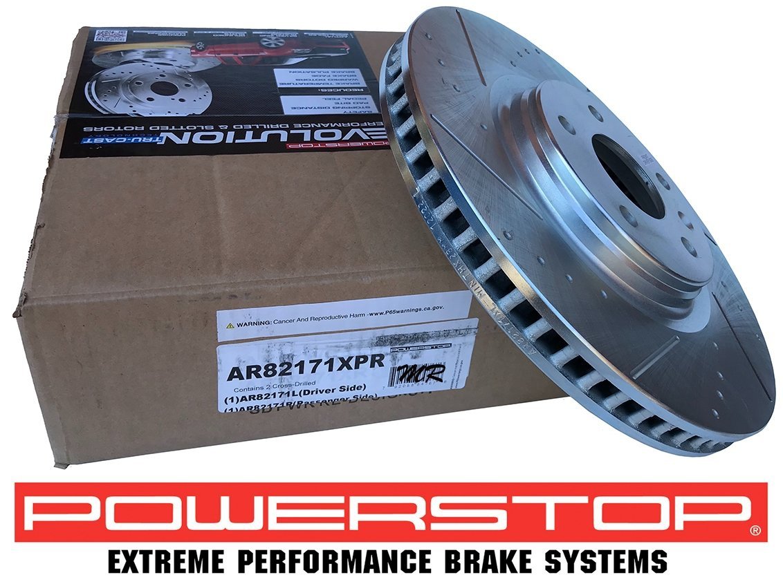 Przednia WIERCONA NACINANA tarcza hamulcowa POWERSTOP J55 345mm Chevrolet Corvette C7 Sting Ray Z51 2014-2019