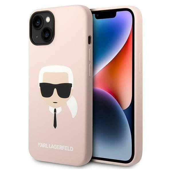 Karl Lagerfeld Obudowa dla telefonów komórkowych Liquid Silicone Karl Head na Apple iPhone 14 Plus KLHCP14MSLKHLP Różowy