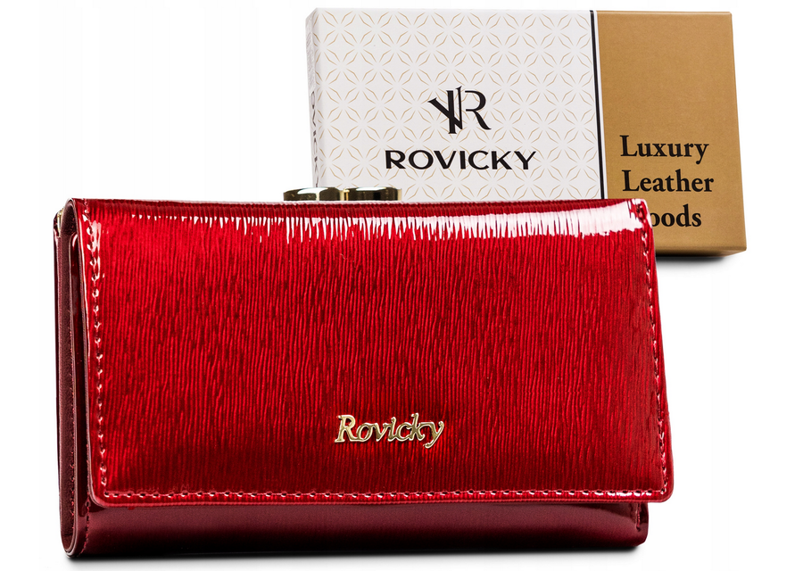 Portfel damski z lakierowanej skóry naturalnej — Rovicky