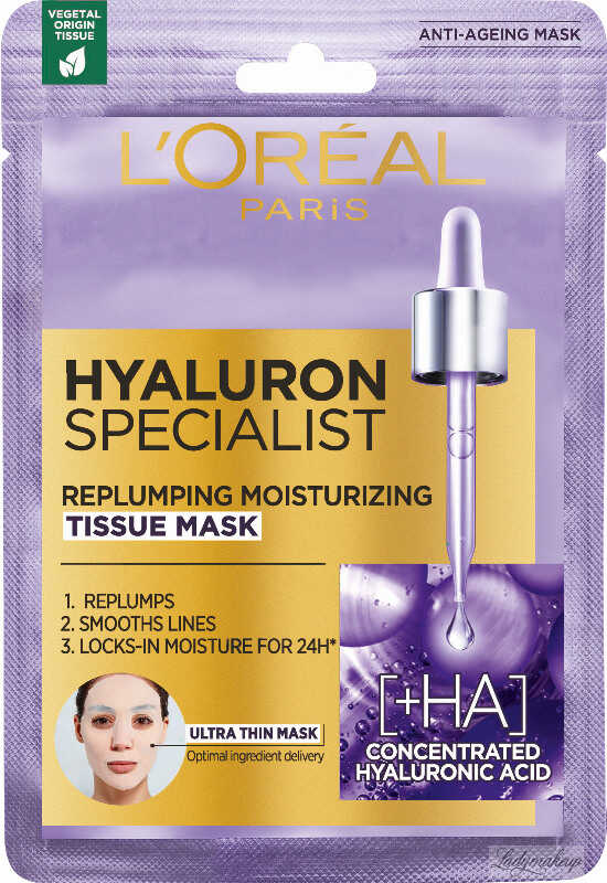 L''ORÉAL - HYALURON SPECIALIST - REPLUMPING MOISTURIZING TISSUE MASK - Nawilżająco-wypełniająca maska do twarzy w płachcie - 28 g