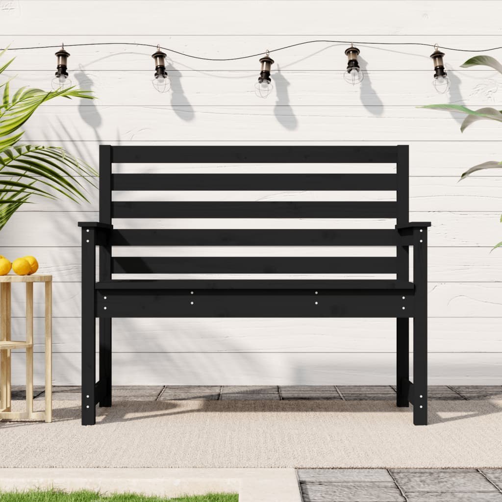 Ławka ogrodowa, czarna, 109x48x91,5 cm, lite drewno sosnowe Lumarko