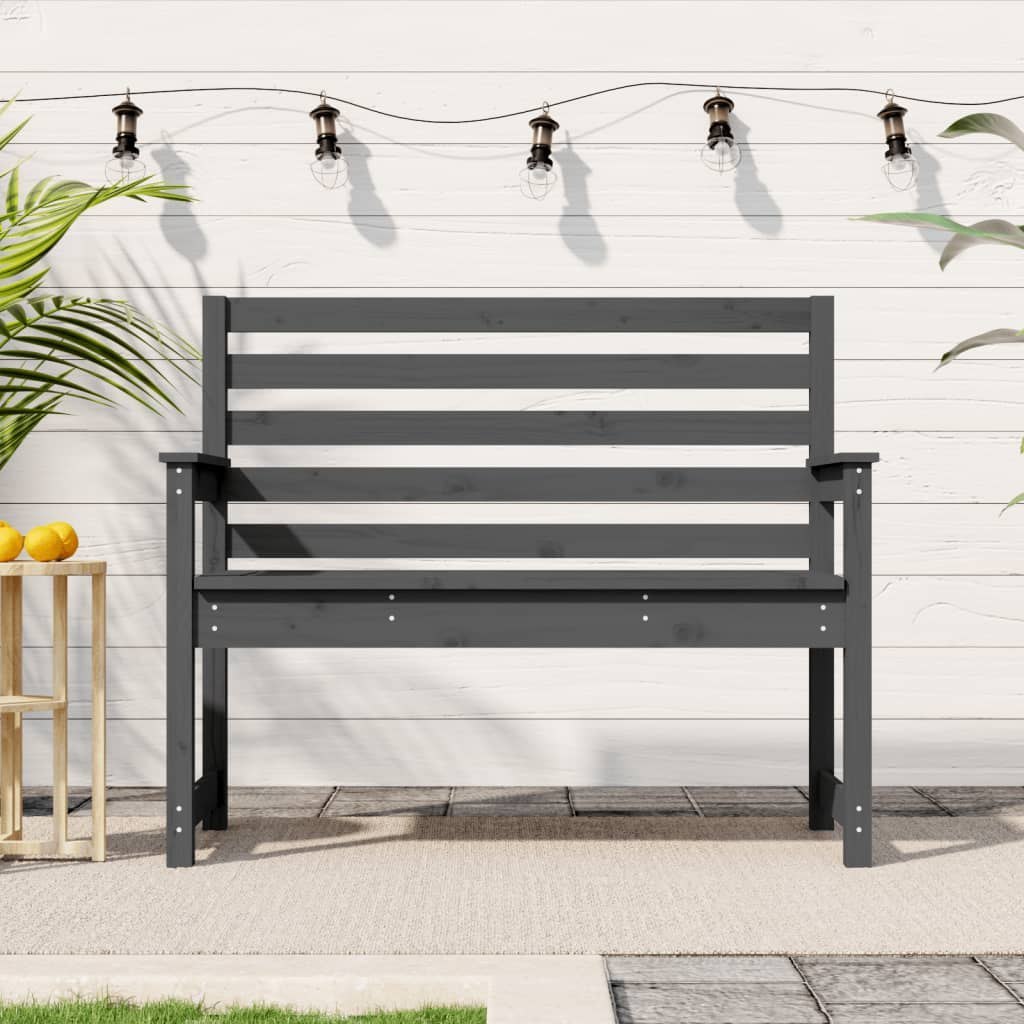 Ławka ogrodowa, szara, 109x48x91,5 cm, lite drewno sosnowe Lumarko