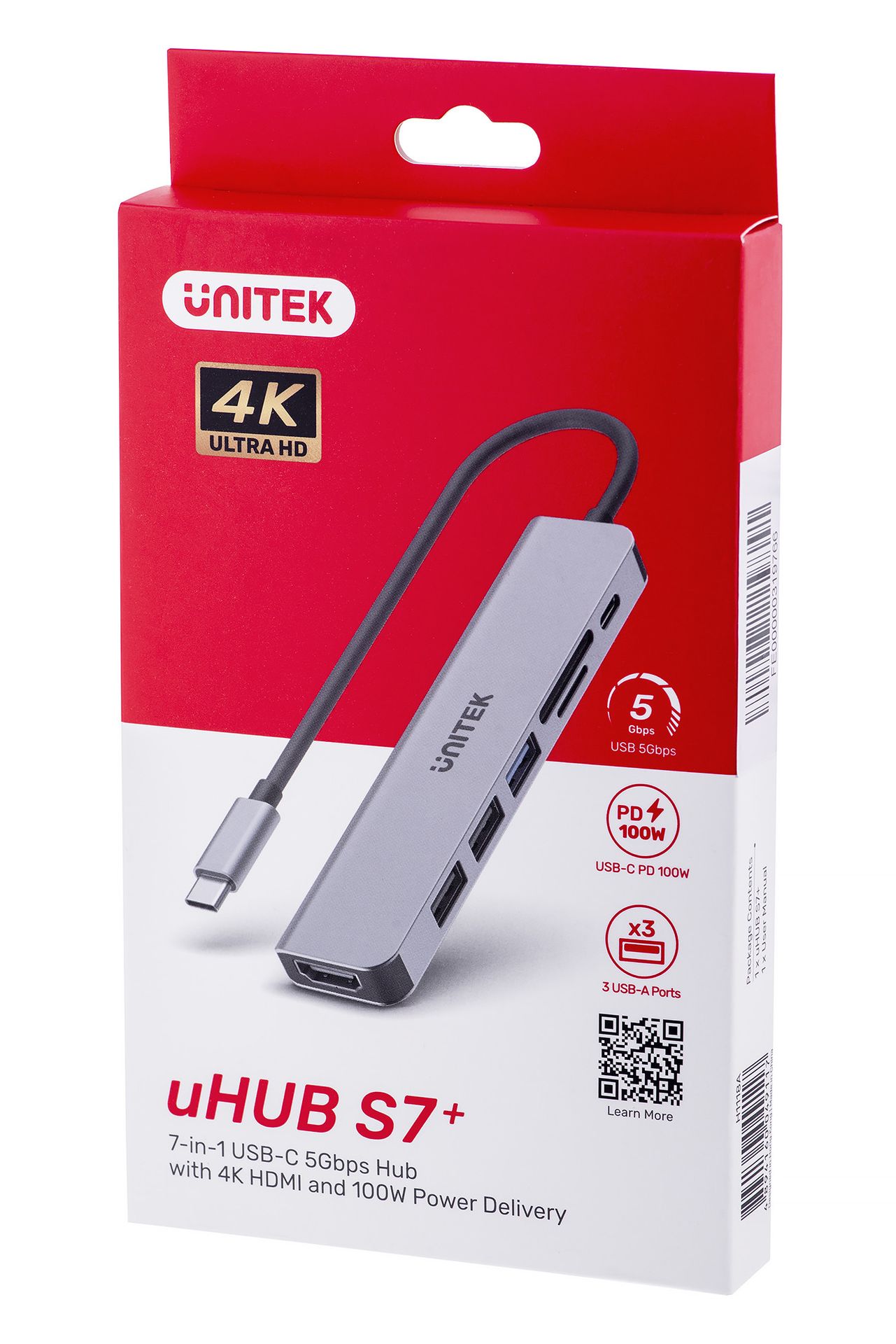 UNITEK H1118A HUB USB-C 7w1 PD 100W HDMI 4K ALU
