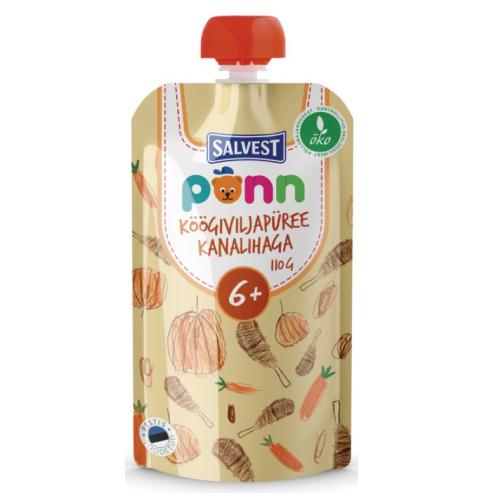 SALVEST PÕNN BIO Kurczak z puree warzywnym, 110g