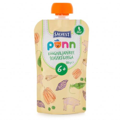 SALVEST PÕNN BIO Polędwiczki wieprzowe z puree warzywnym, 110g