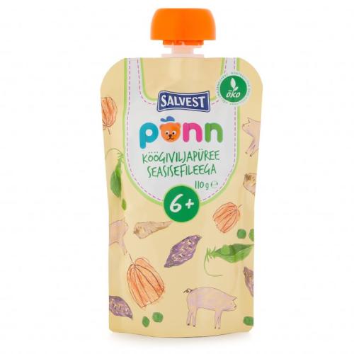 SALVEST PÕNN BIO Polędwiczki wieprzowe z puree warzywnym, 110g - !!! 24h WYSYŁKA !!!