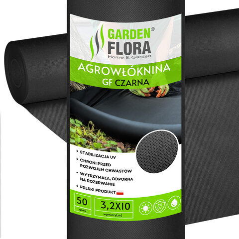Agrowłóknina czarna 3,2m x 10mb 50g/m2 UV