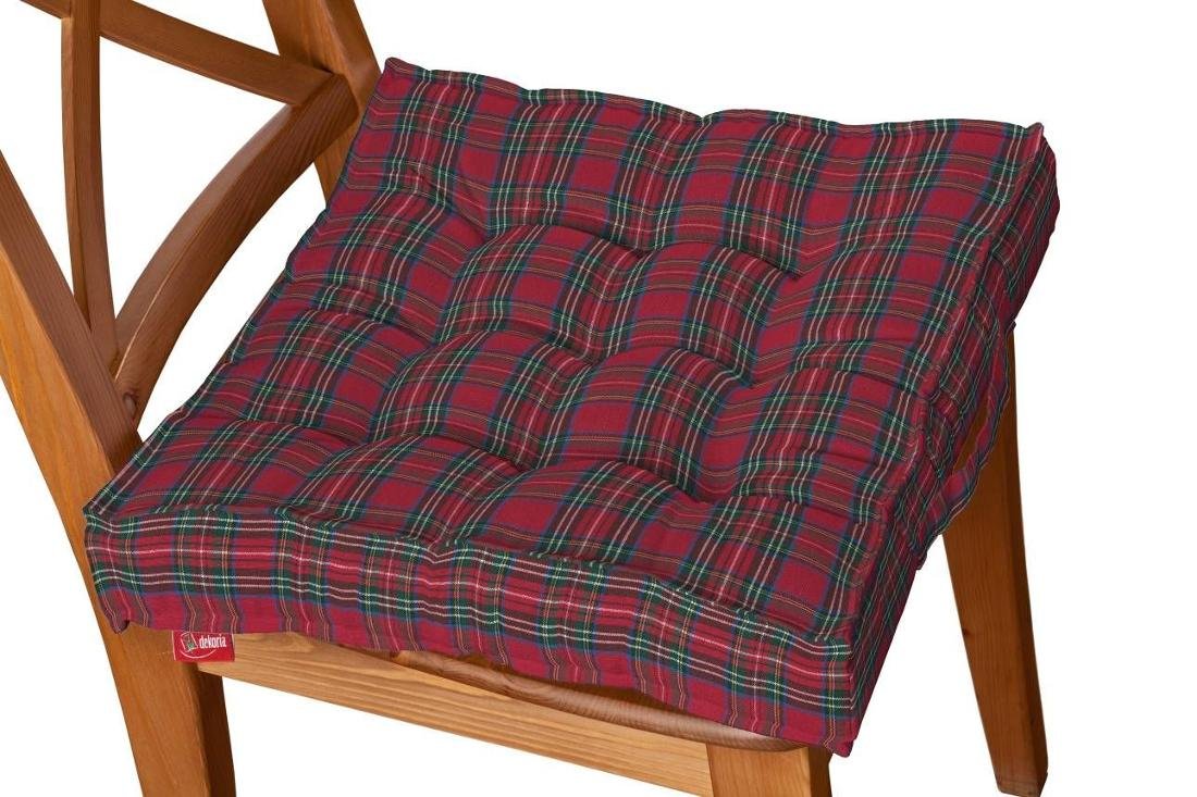 Dekoria Siedzisko Kuba na krzesło czerwona kratka 40 × 40 × 6 cm Bristol 210-126-29