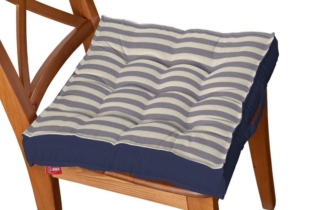 Dekoria Siedzisko Kuba na krzesło granatowo białe pasy 1,5cm) 50 × 50 × 10 cm Quadro 211-136-02