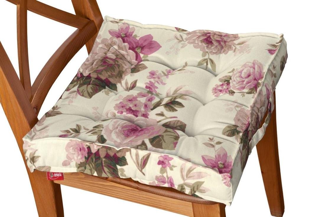 Dekoria Siedzisko Kuba na krzesło różowo-beżowe róże na kremowym tle 50 × 50 × 10 cm Mirella 211-141-07