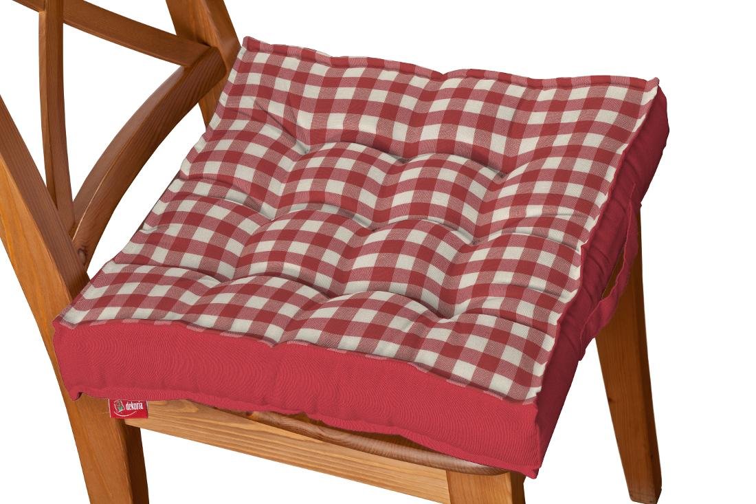 Dekoria Siedzisko Kuba na krzesło czerwono biała kratka 1,5x1,5cm) 40 × 40 × 6 cm Quadro 210-136-16