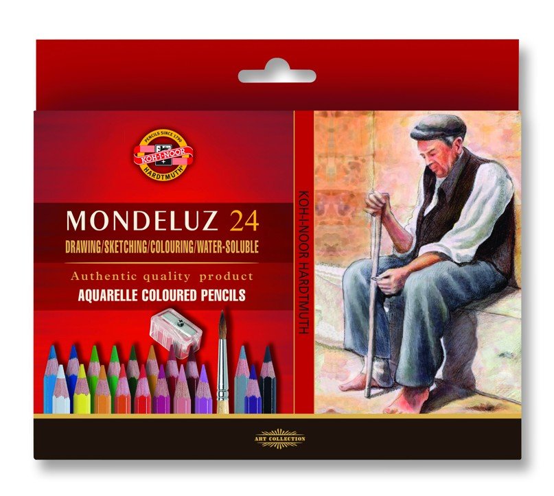Koh-I-Noor Kredki akwarelowe Mondeluz + pędzel 24 kolory