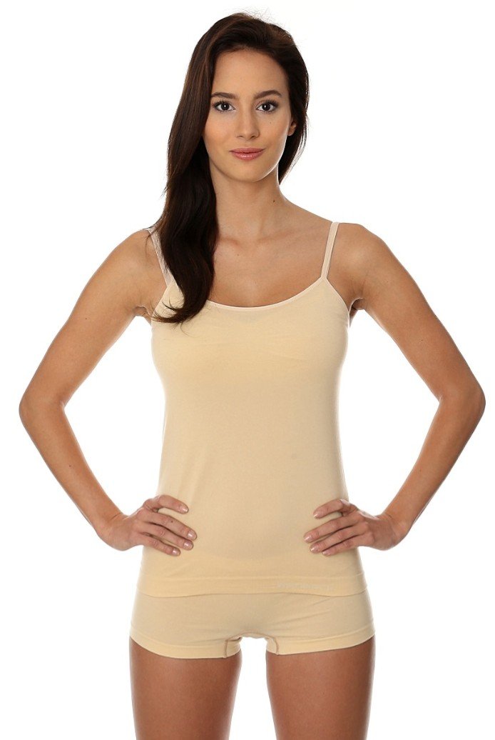 Brubeck, Koszulka damska, Camisole Comfort Cotton, beżowy, rozmiar L