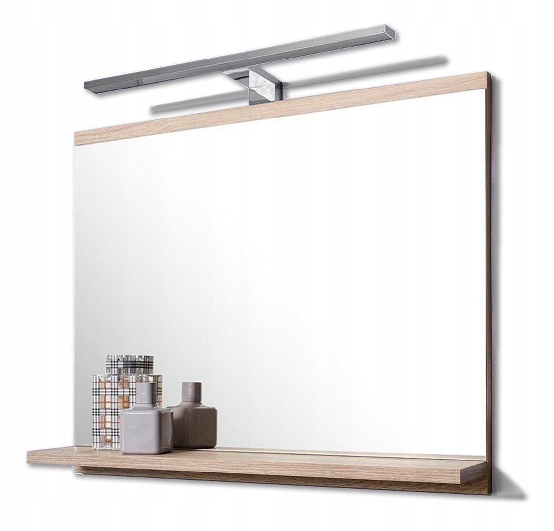 Lustro z półką i lampą LED, DOMTECH, dąb sonoma, 60x50x12 cm