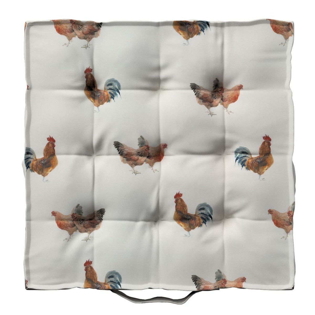 Dekoria Siedzisko Kuba na krzesło brązowe kurki na kremowym tle 50 × 50 × 10 cm Flowers 211-141-80