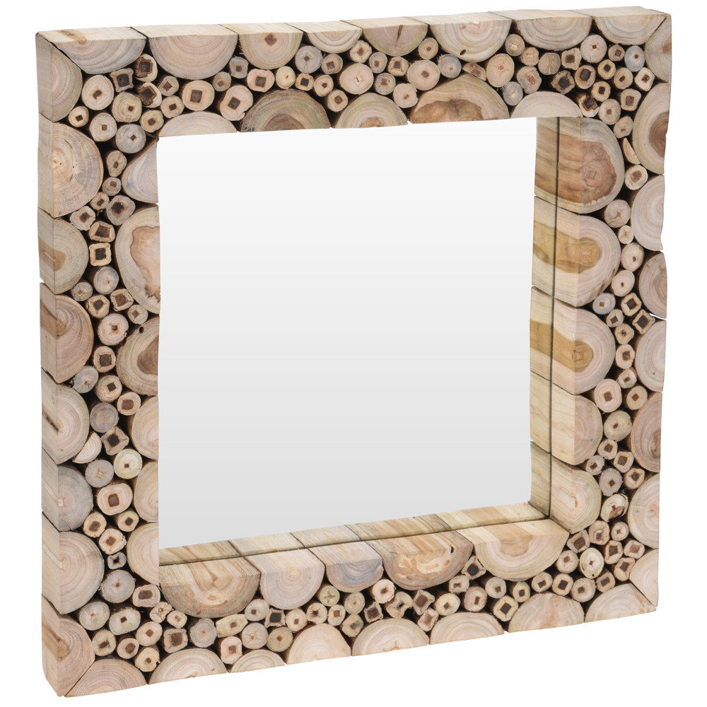 Home Styling Collection Lustro ścienne w drewnianej oprawie kwadratowe lustro ścienne drewno tekowe 50 x 50 cm B07FM3PQ2H