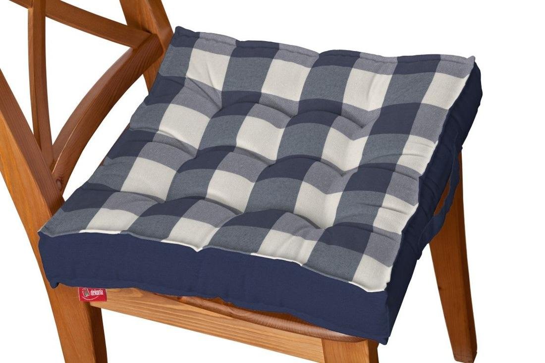 Dekoria Siedzisko Kuba na krzesło granatowo biała krata 5,5x5,5cm) 40 × 40 × 6 cm Quadro 210-136-03