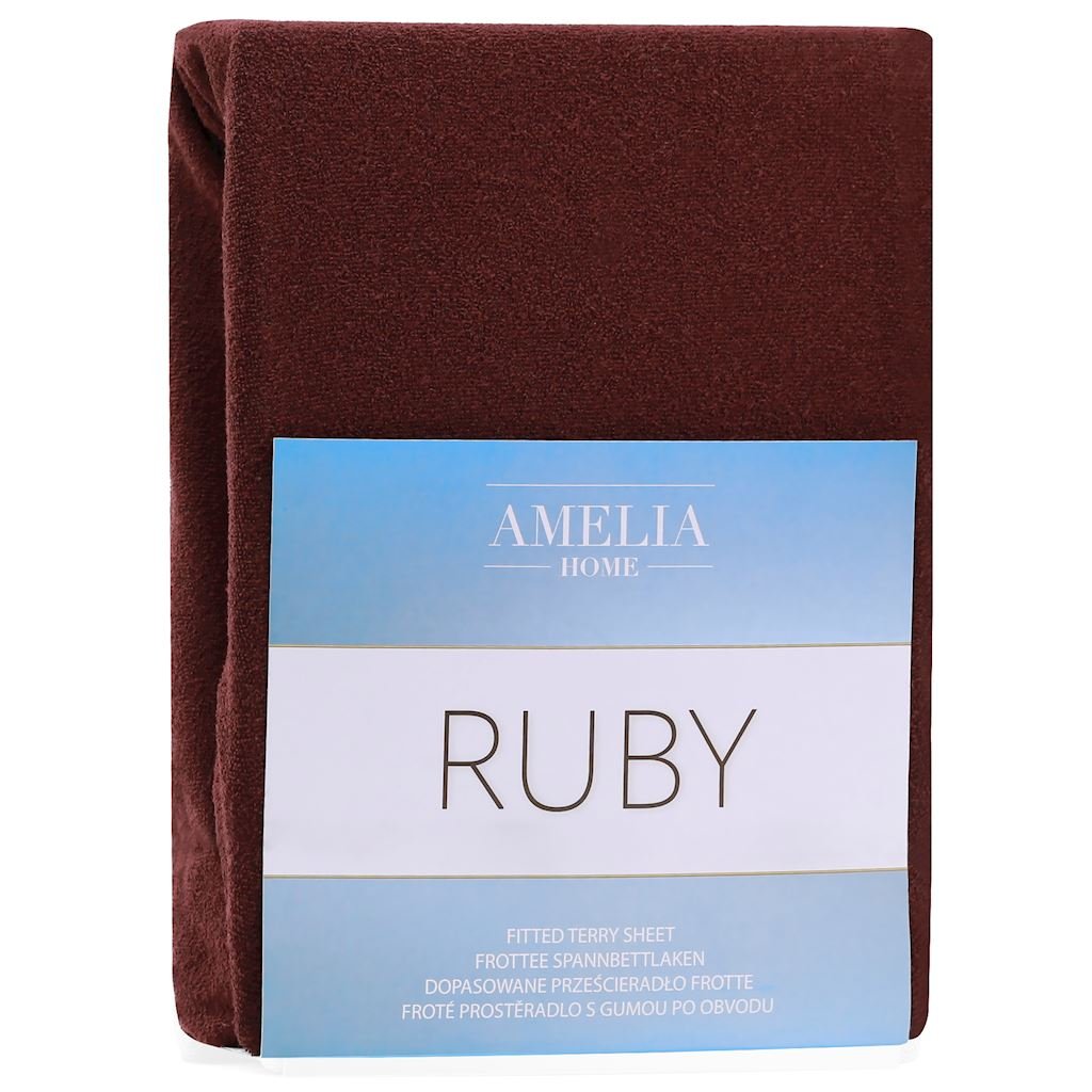 AmeliaHome AmeliaHome  Prześcieradło z gumką Frotte Brązowe RUBY 220-240x220+30 cm