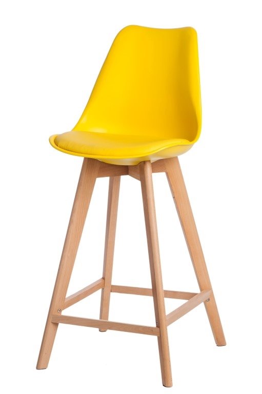 d2.design Stołek barowy Norden wood high PP żółty (115629)