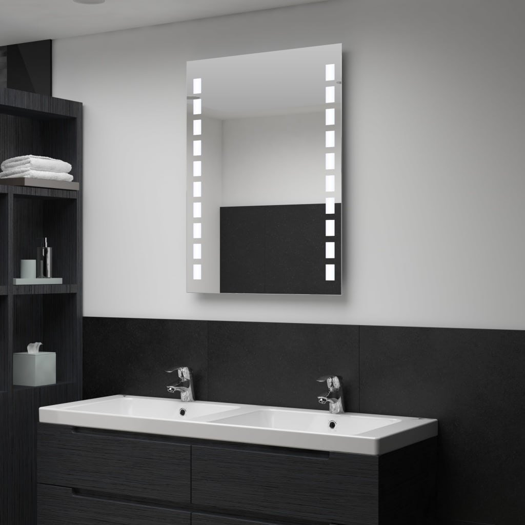 Ścienne lustro łazienkowe z LED VIDAXL, srebrne, 60x80 cm