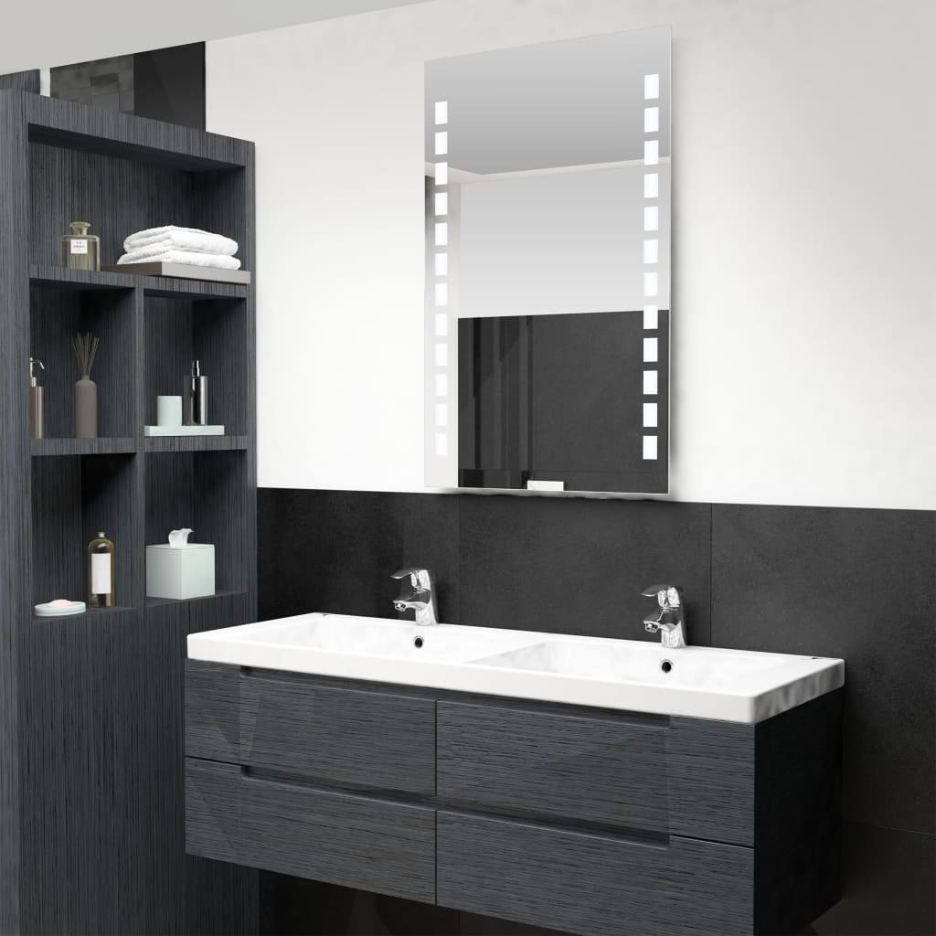Ścienne lustro łazienkowe z LED VIDAXL, srebrne, 60x100 cm