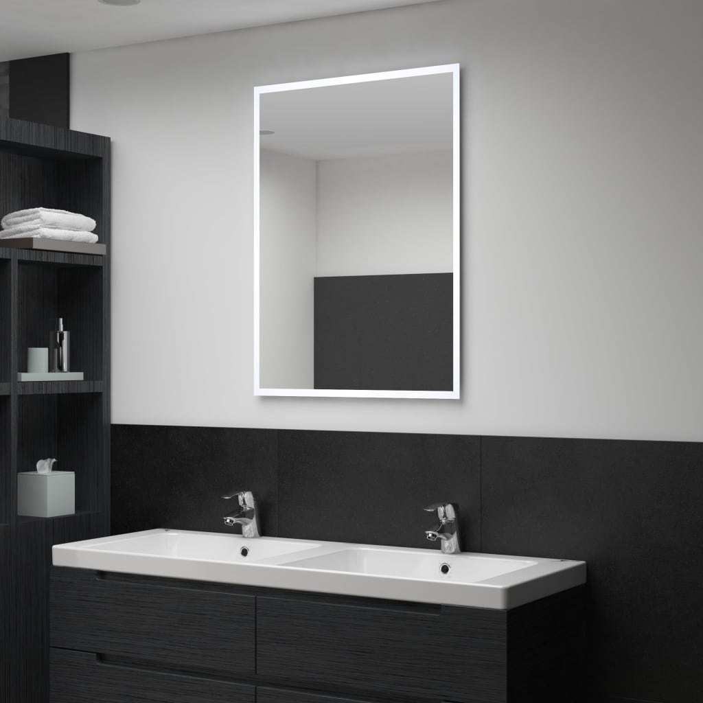 Ścienne lustro łazienkowe z LED VIDAXL, srebrne, 60x80 cm