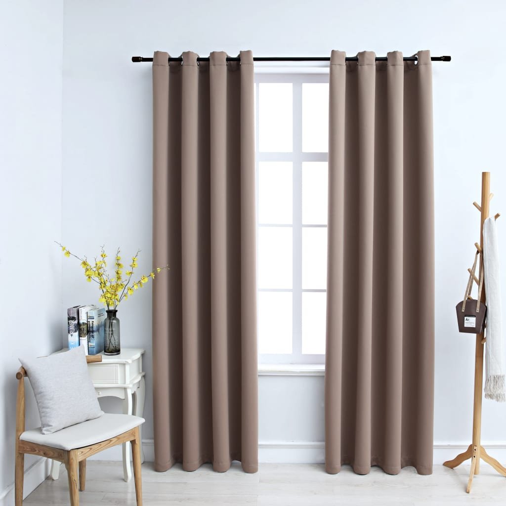 Zasłony zaciemniające z kółkami VIDAXL, taupe, 140x225 cm
