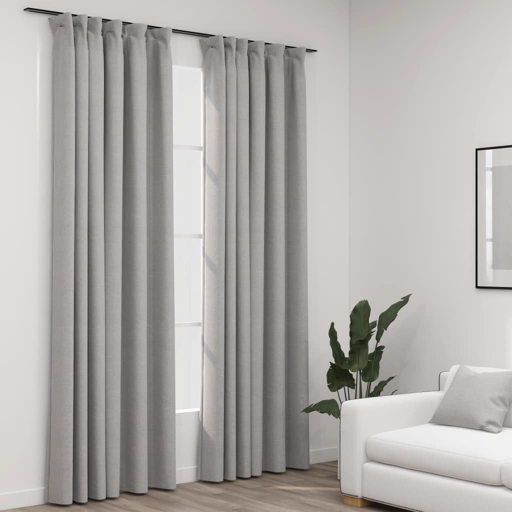 vidaXL Zasłony stylizowane na lniane, 2 szt., szare, 140x225 cm