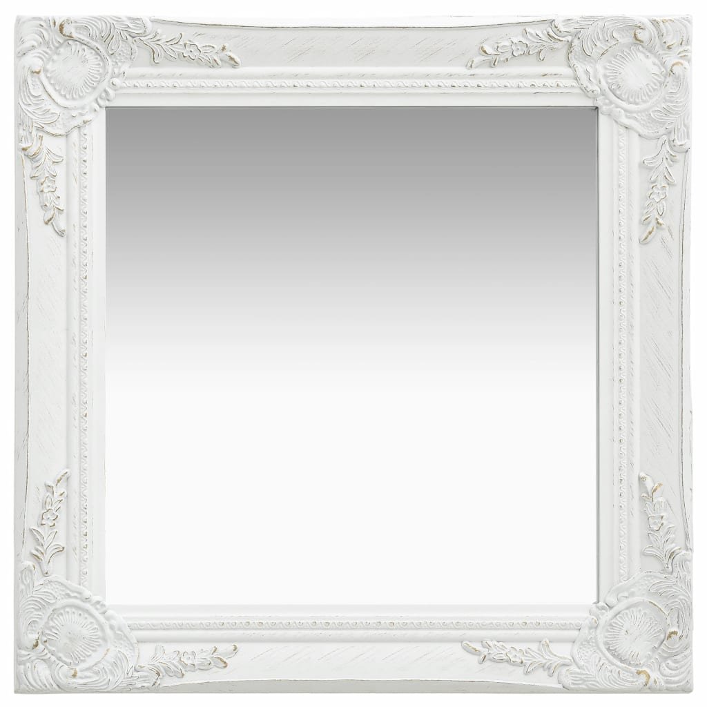 vidaXL Lustro ścienne w stylu barokowym, 50x50 cm, białe