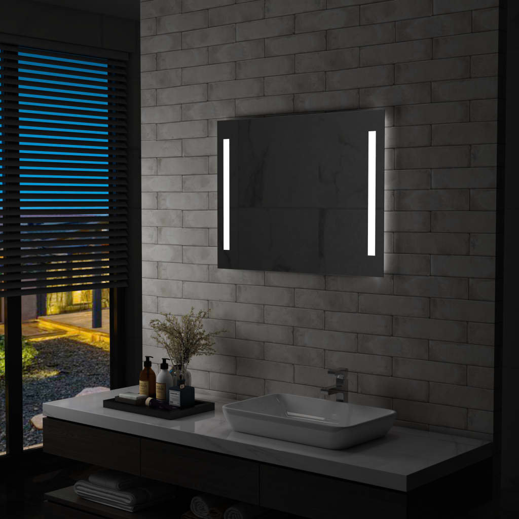 Ścienne lustro łazienkowe z LED VIDAXL, 80x60 cm